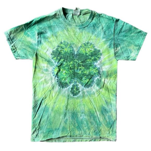 TieDyeFour Leaf Clover Green Tie-dye Tshirt- sz small - St Patricks Day - Picture 1 of 5